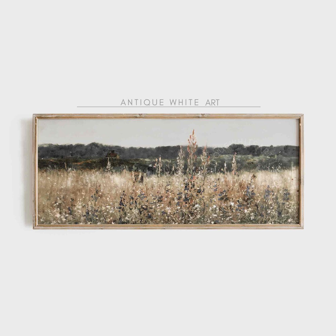 Wildflower Field Landscape, Vintage Country Art Print