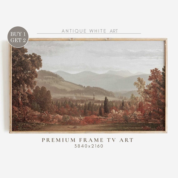 Vintage Autumn Landscape Art Print, Fall Country Scene