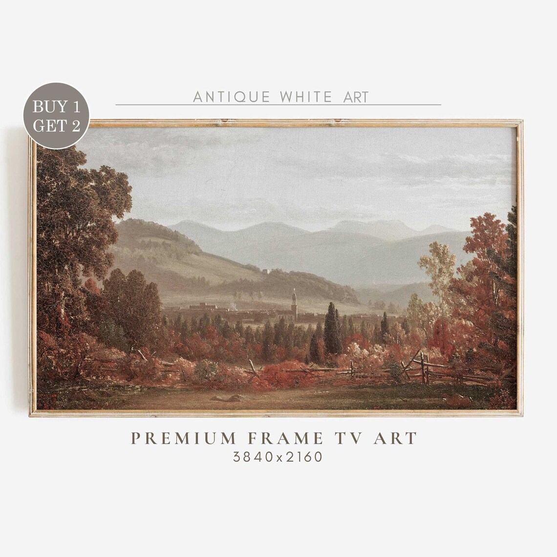 Vintage Autumn Landscape Art Print, Fall Country Scene