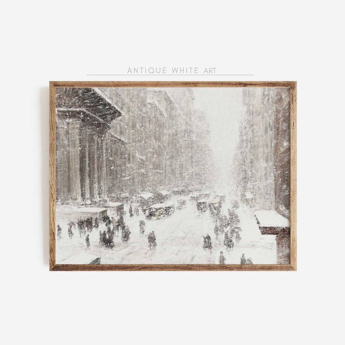 Vintage New York Christmas Poster, Snowy Winter City