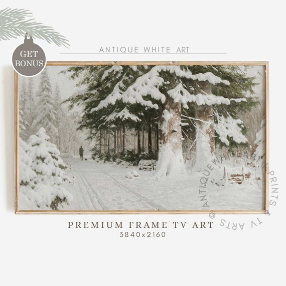Vintage Snowy Winter Landscape Art Print
