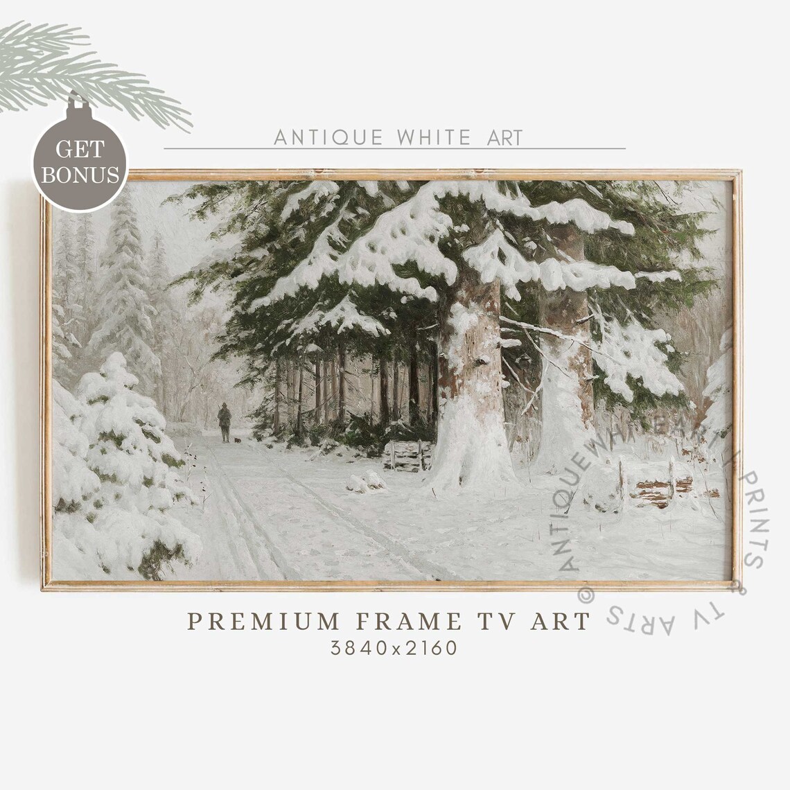 Vintage Snowy Winter Landscape Art Print