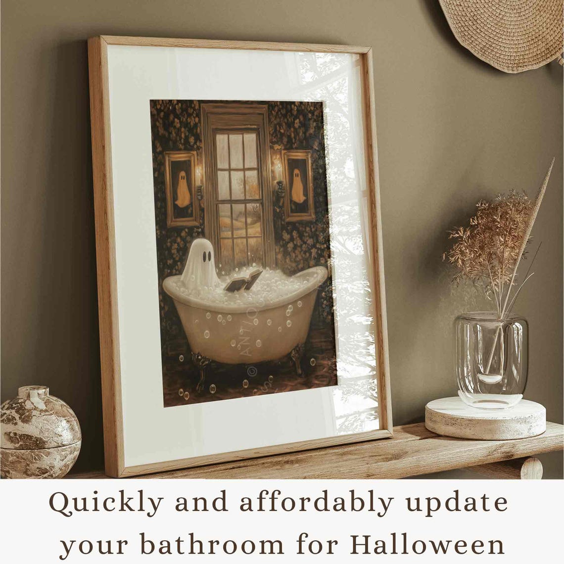 Halloween Ghost in Bathtub Art Print - Image 3