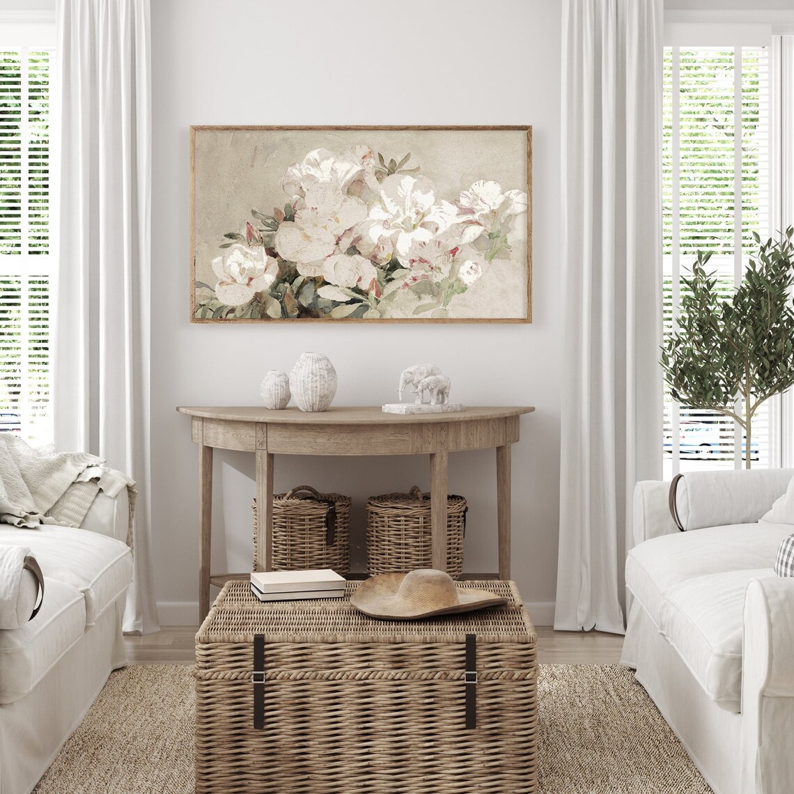 Neutral Flower Frame TV Art, Vintage Floral Print - Image 4