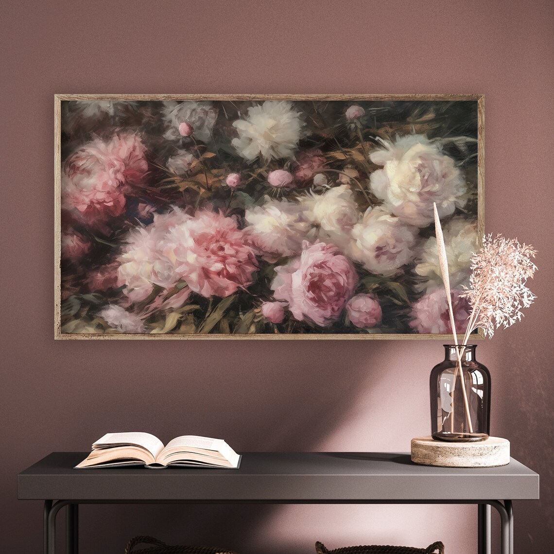 Vintage Flower Painting Spring Abstract Peonies Art Print - Image 2