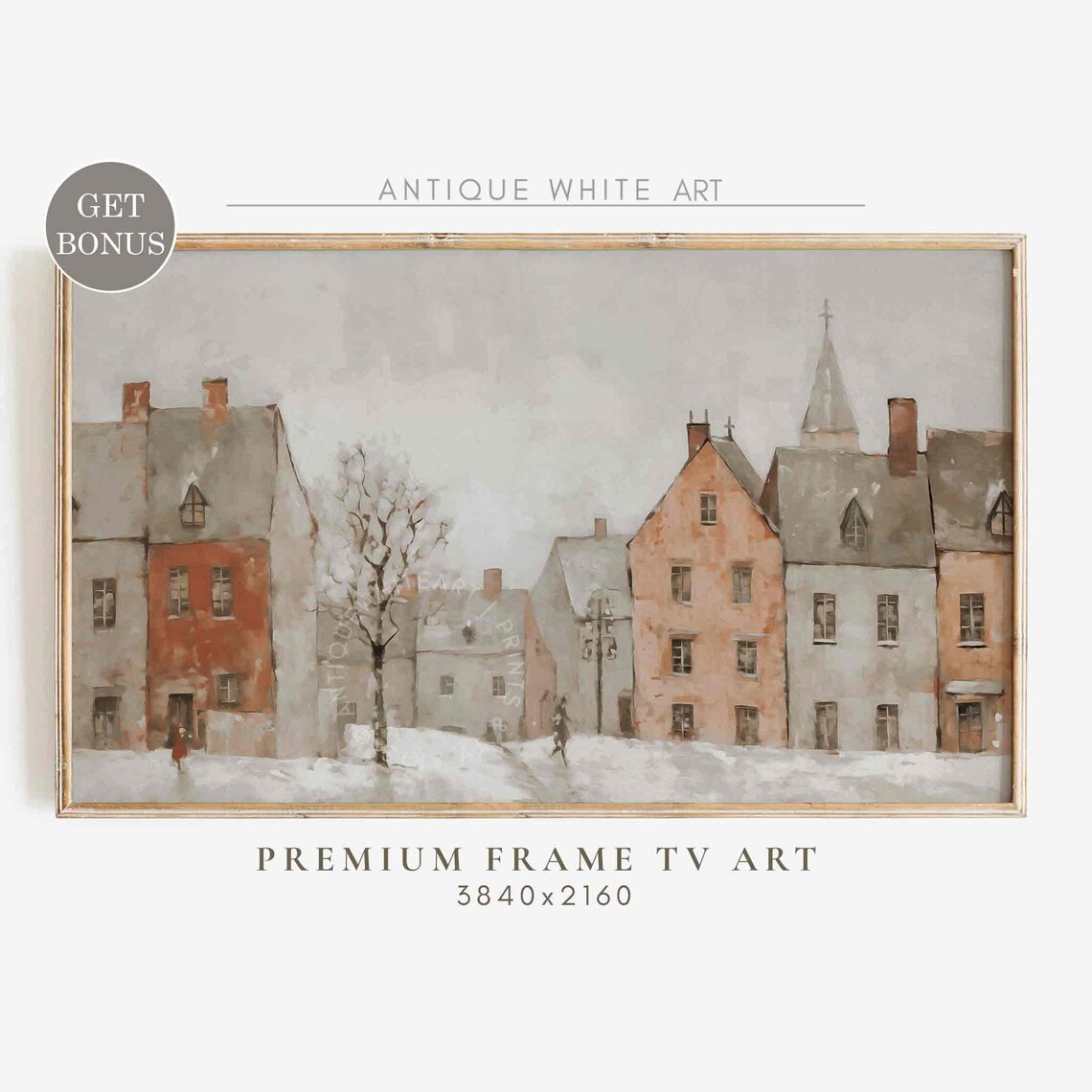 Winter Village Farmhouse Christmas Art Print
