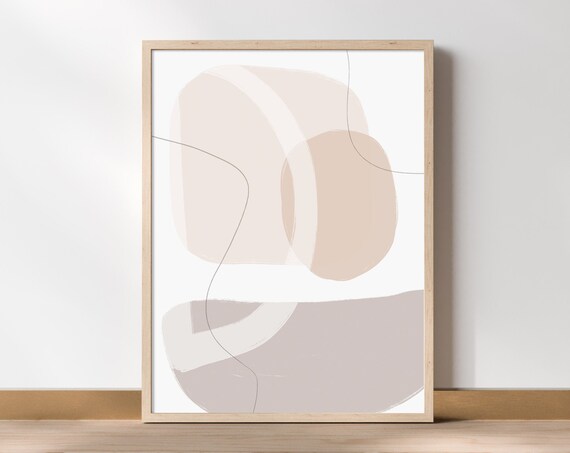 Neutral Beige Gray Large Abstract Art Print