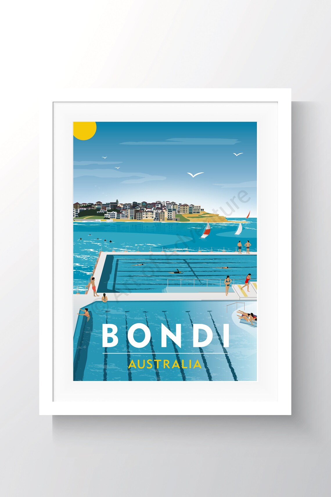 Bondi Icebergs Australia Vintage Travel Poster - Image 2