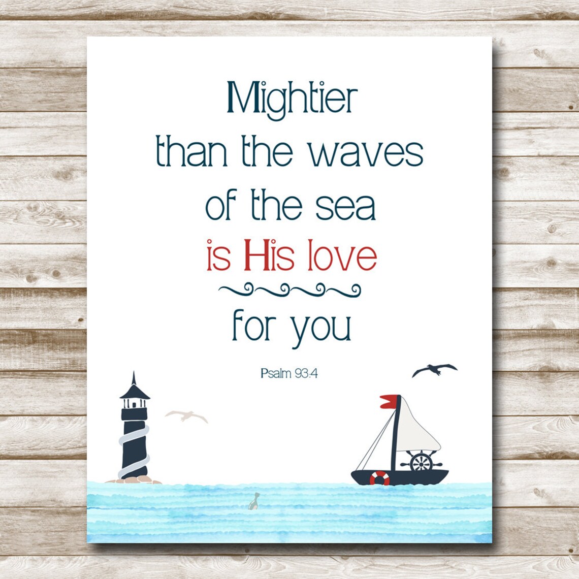 Psalm 93:4 Bible Verse Nautical Scripture Art Print - Image 4