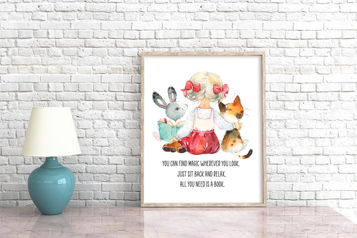 You Can Find Magic Wherever You Look Book Quote Reading Girl Poster - Image 3