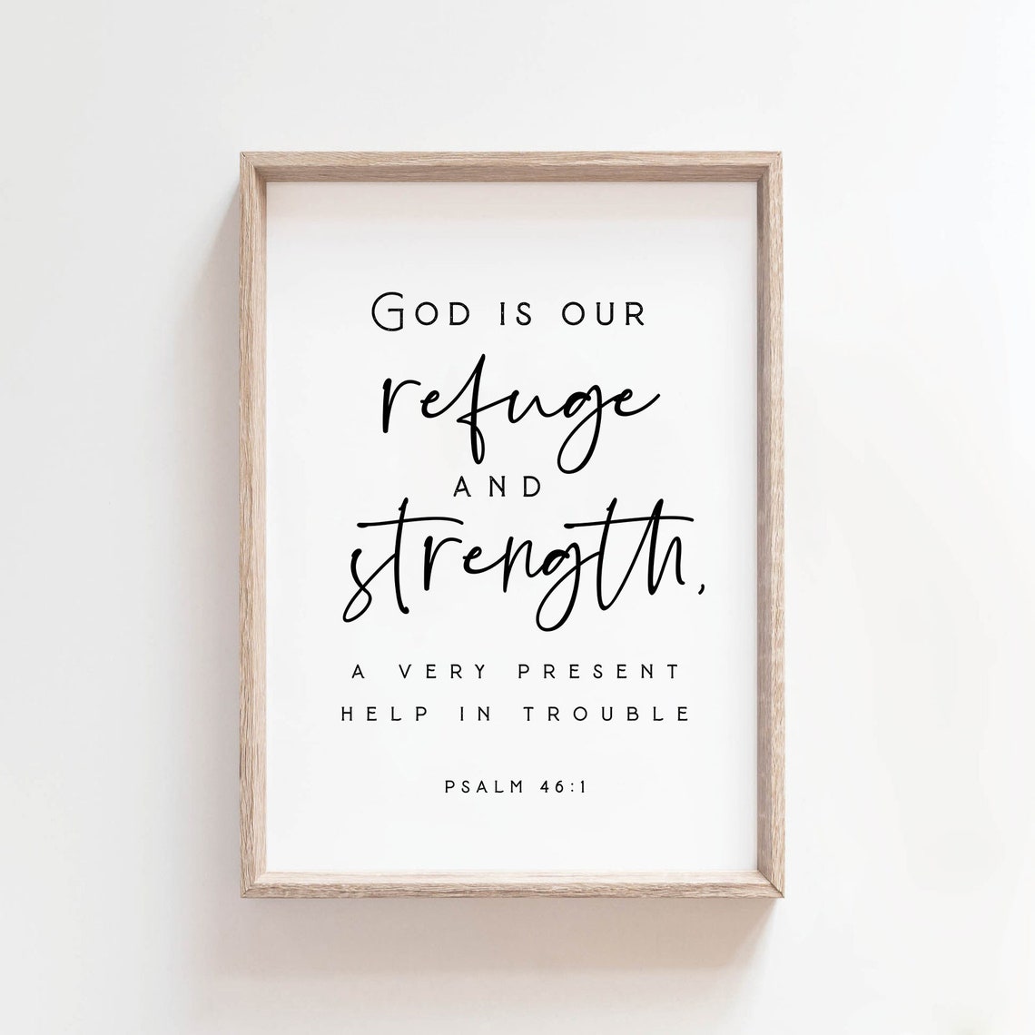 Psalm 46:1 God Is Our Refuge, Farmhouse Minimalist Art Print - Image 2