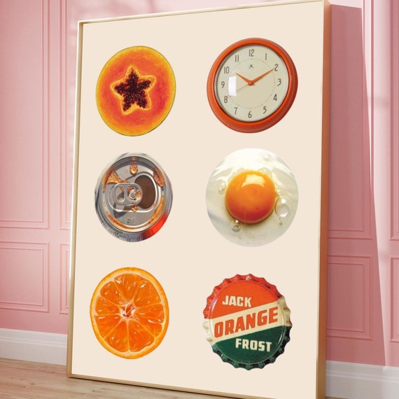 Retro Collage Wall Print Colorful Circles Dorm Decor Digital Download