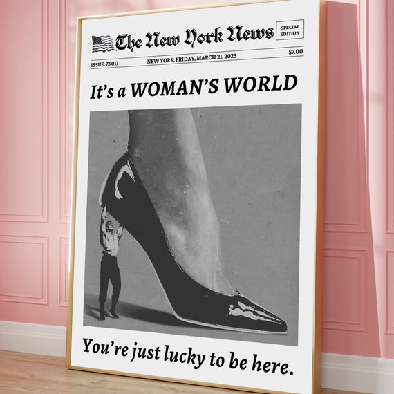Feminist Newspaper Print Womans World Wall Art Digital Download