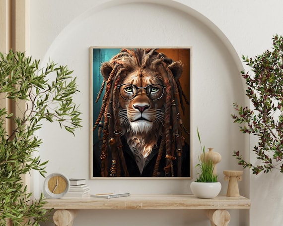 Wildlife Lovers Lion Wall Art Hipster Animal Print Instant
