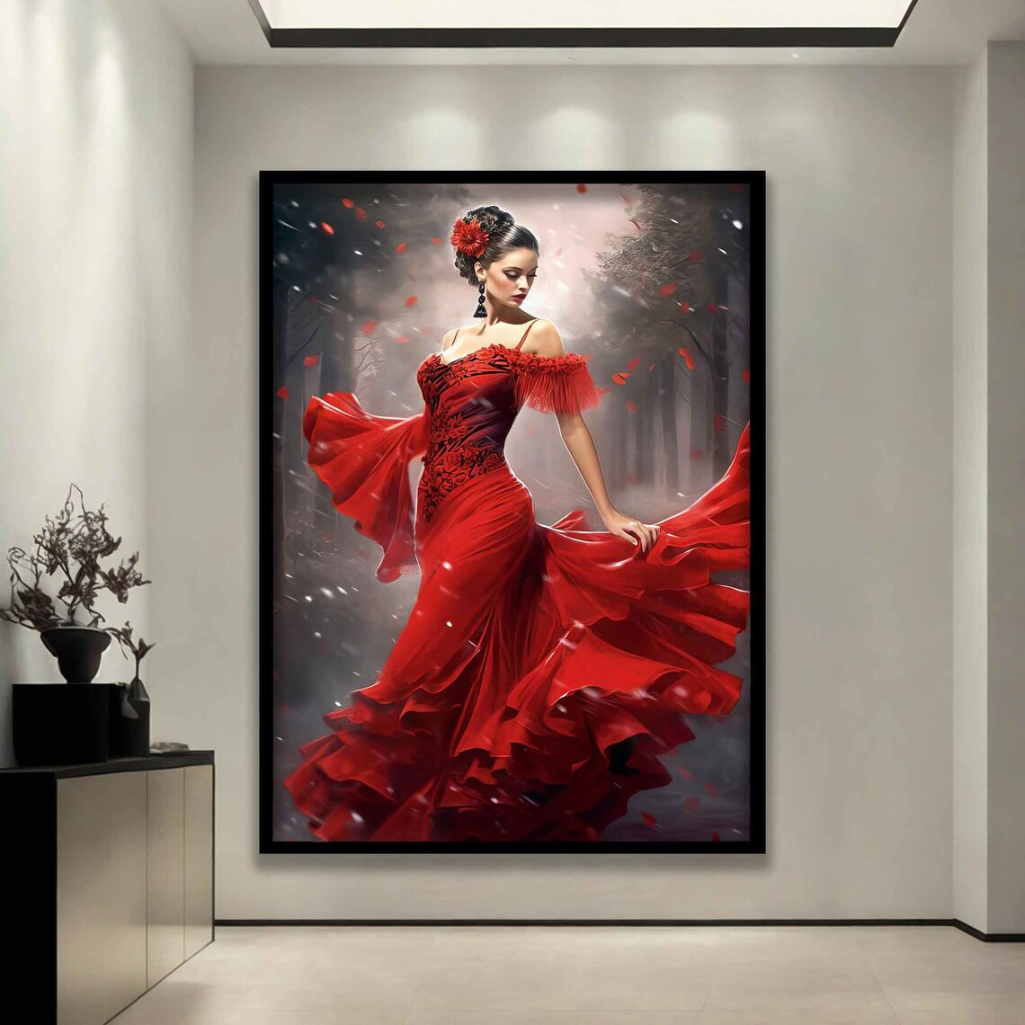 Dancer Woman In Red Dress Flamenco Dance Poster - Image 3