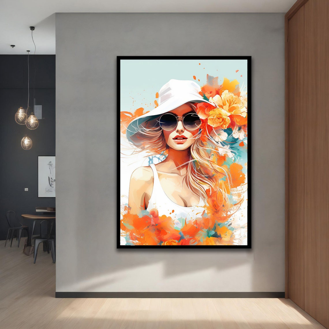 Colorful Woman Painting Woman With Glasses Poster Woman With Glasses And Color Painting Modern Wall Decor Woman Wall Art