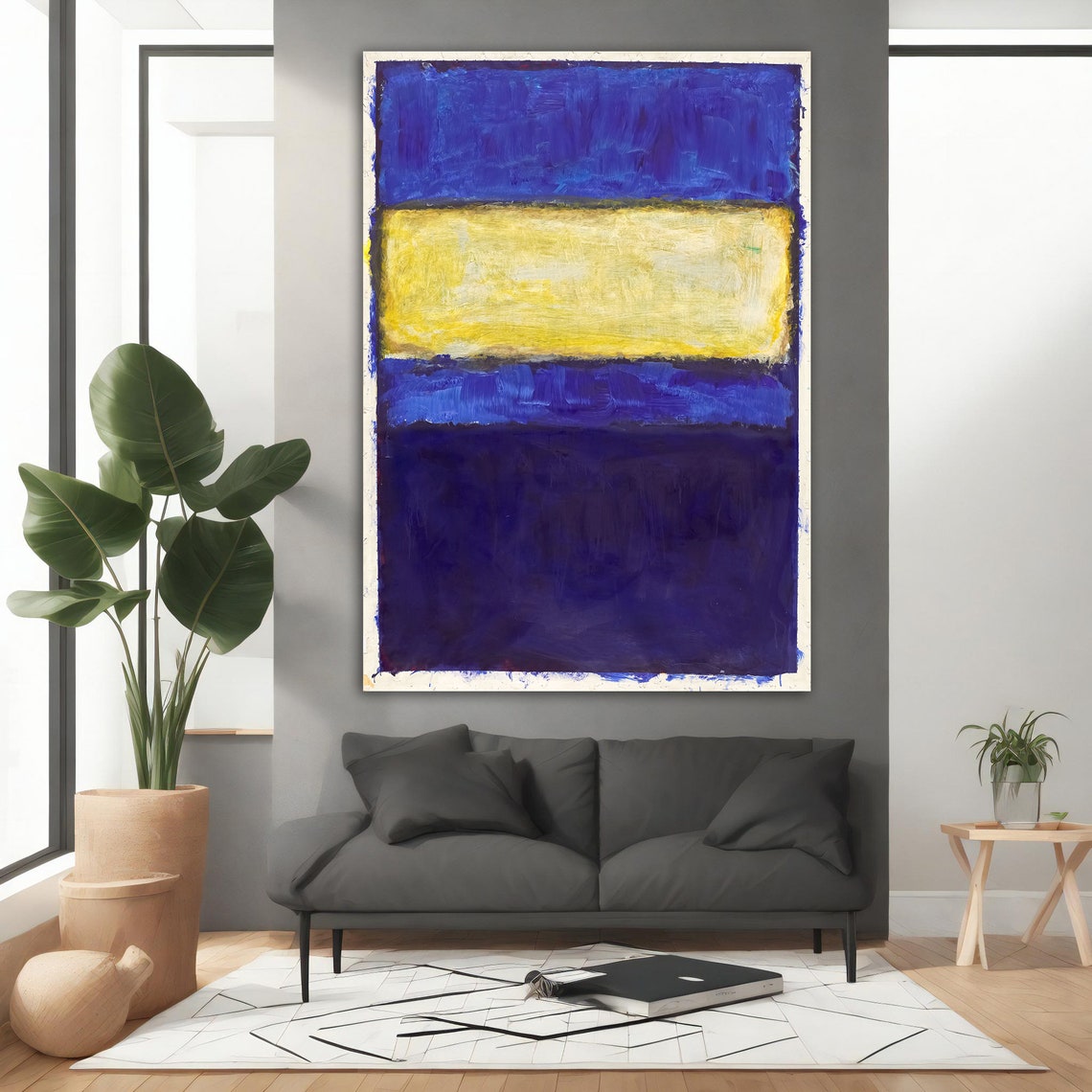 Mark Rothko Style Blue Yellow Indigo Color Field Abstract Poster - Image 5