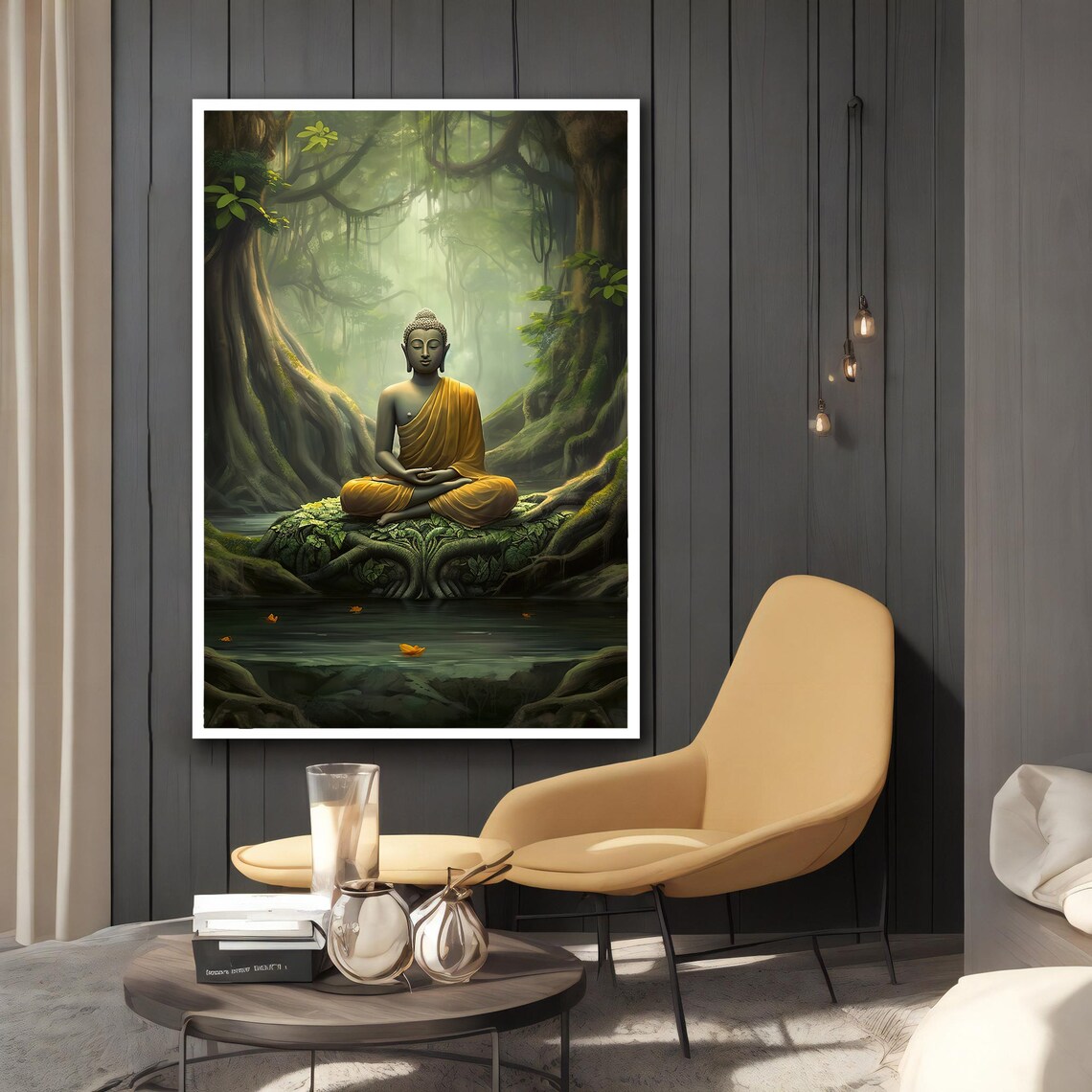Buddha Buddha In The Forest Buddha Meditation Modern Decor Ideas With Different Frame Options For Your Home And Office - Image 2