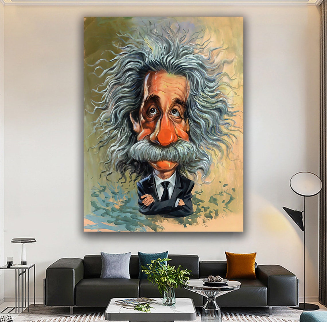 Albert Einstein Funny Caricature Wild Hair Portrait Genius Art Poster - Image 4