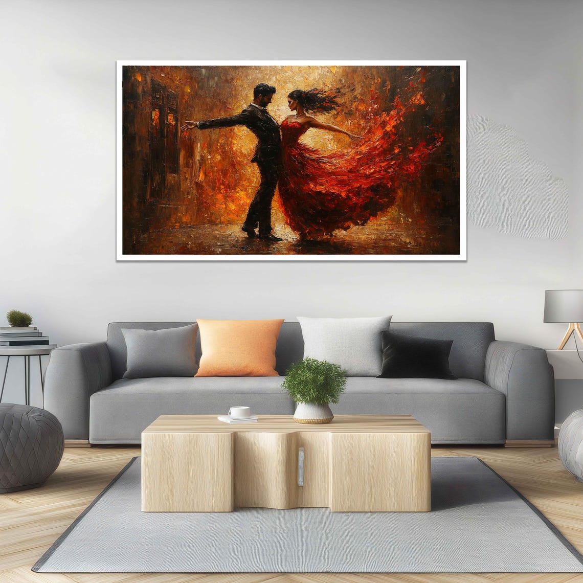 Passionate Flamenco Dancing Couple Red Dress Romantic Tango Wall Art - Image 2