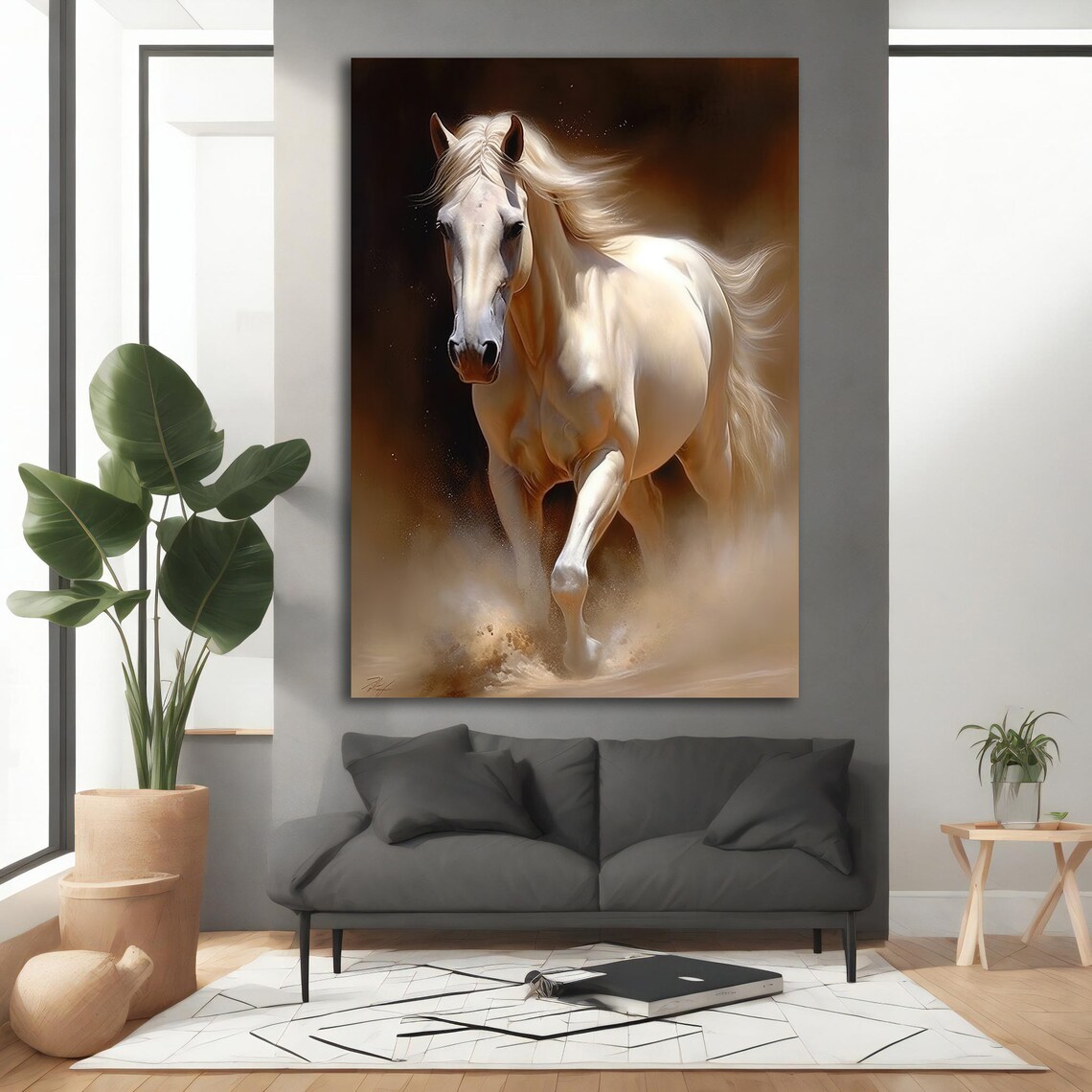 White Horse Modern Art Print for Home and Office - Image 4