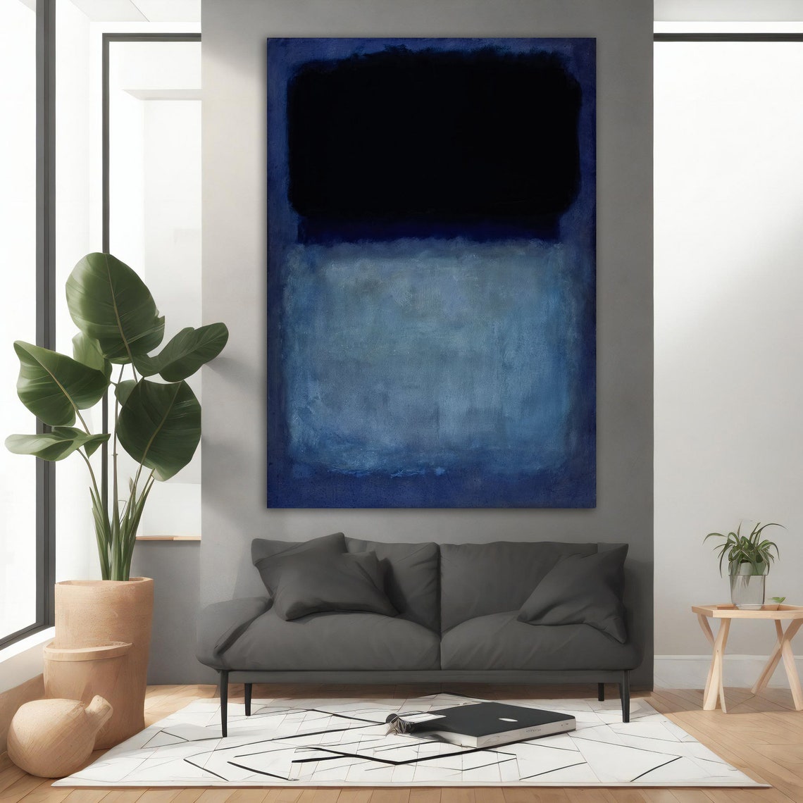Mark Rothko Style Navy Blue Abstract Color Field Minimal Modern Poster - Image 3