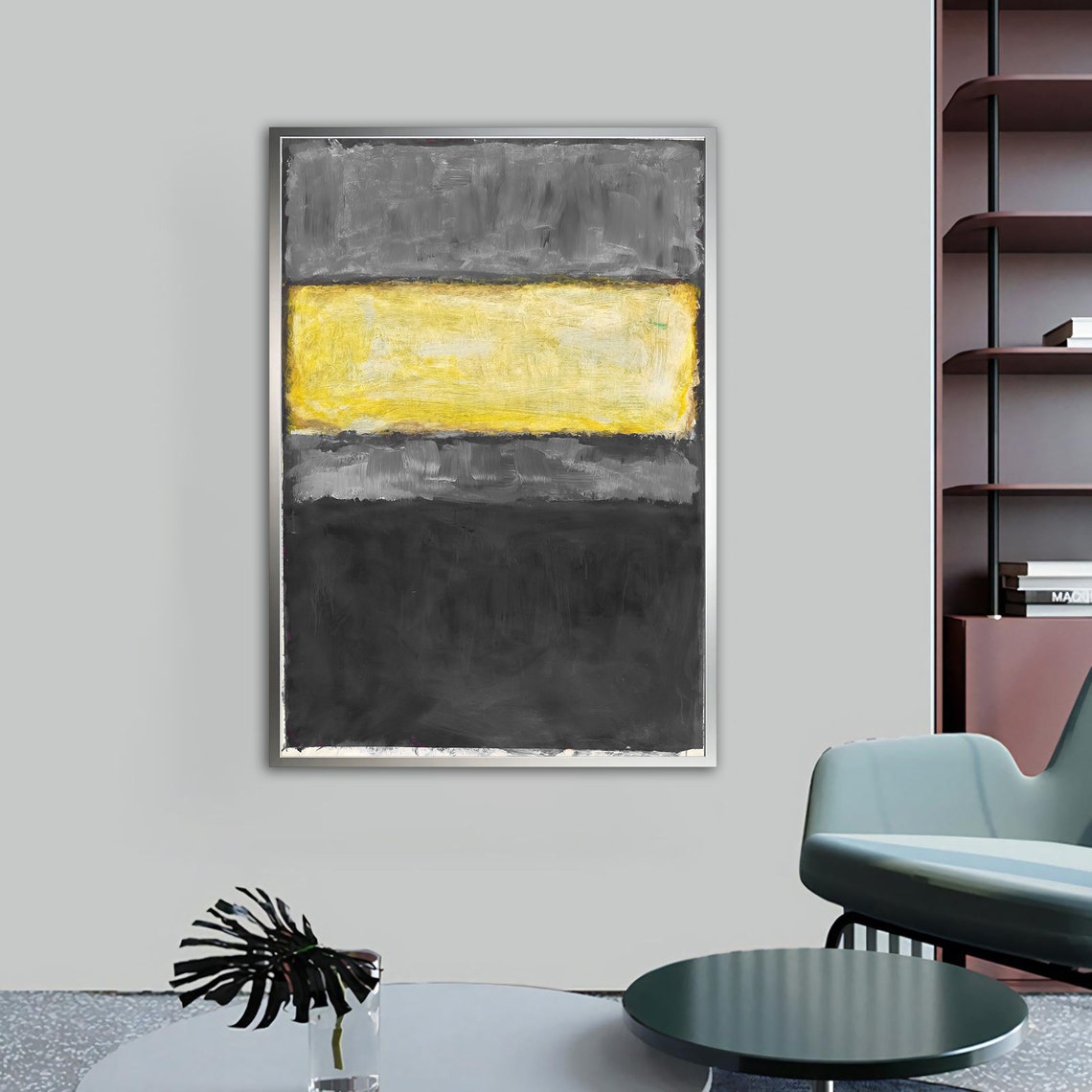 Mark Rothko Style Grey Yellow Black Minimalist Color Block Print - Image 4