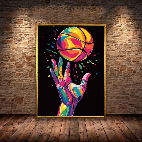 Basketball Print Colorful Basketball Art Pop Art Basketball Painting Graffiti Basketball Wall Decor