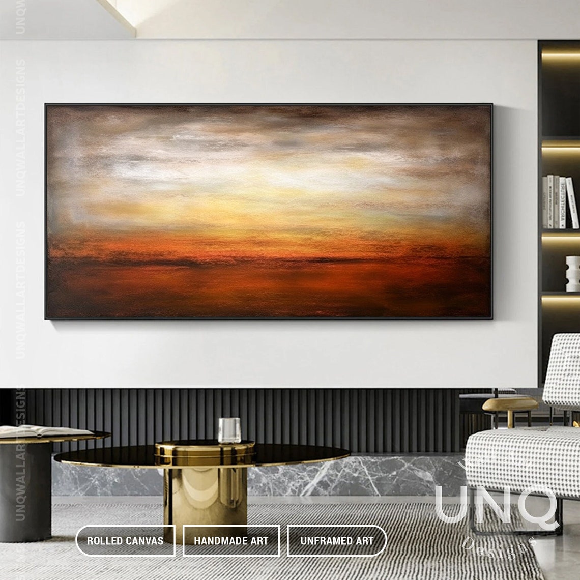 Bronze Sunset Gradient Moody Square Modern Abstract Painting Poster - Image 5