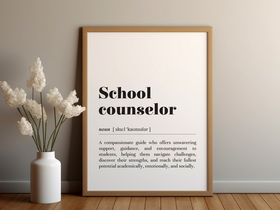 School Counselor Definition Poster Print, Office Decor