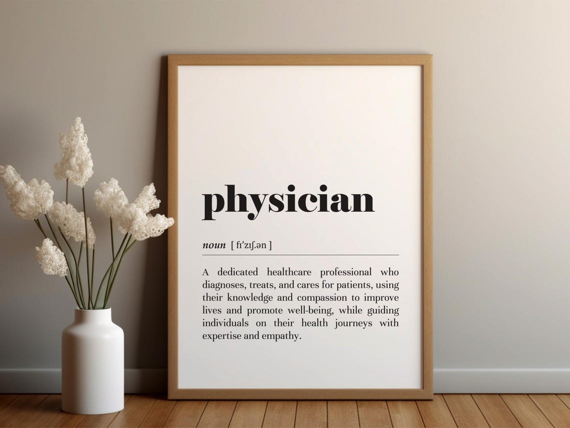 Physician Dictionary Definition Minimalist Doctor Office Poster