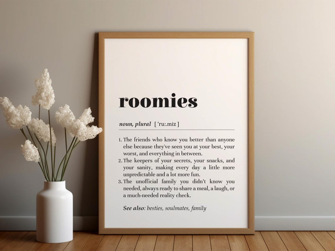 Roomies Dictionary Definition Plural Fun Roommate Gift Poster