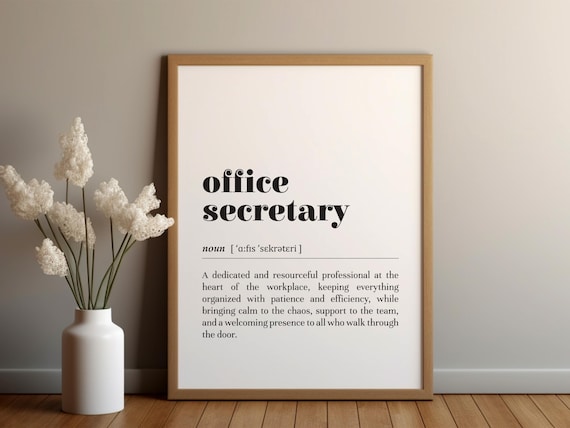 Office Secretary Definition Poster Printinstant Downloadoffice Secretary Giftadministrative Professional Gifttypography Artoffice Decor