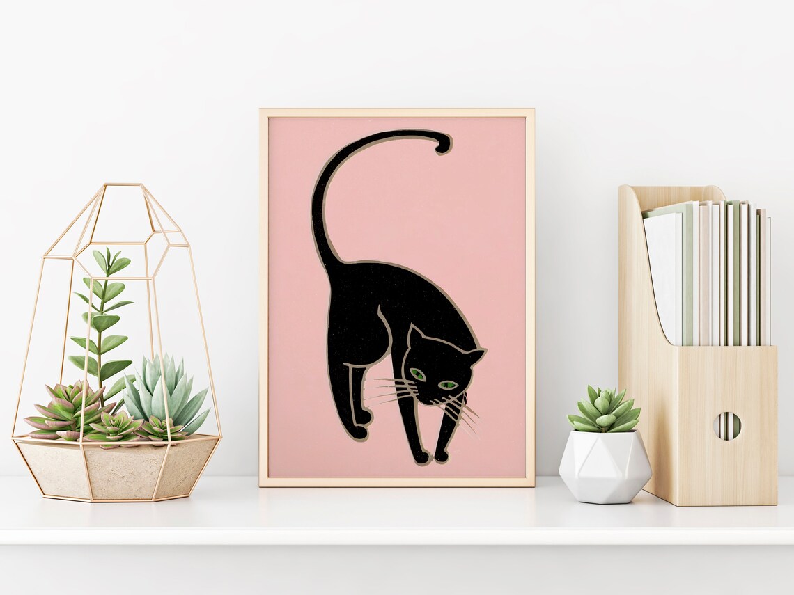 Lucky Black Cat, Pastel Aesthetics Art Print - Image 4