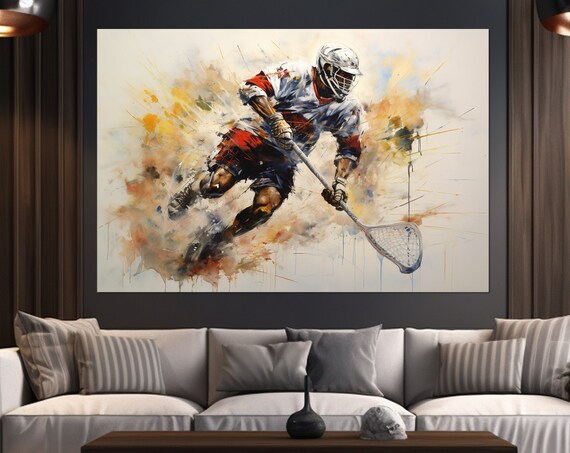 Lacrosse Wall Art Abstract Lacrosse Print Lacrosse Player Gift Lacrosse Painting Lacrosse Poster Framed And Ready To Hang