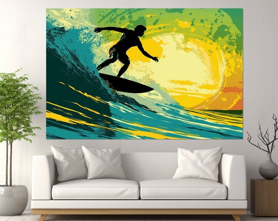Surfing Wall Art Pop Art Surfing Print Surfer Gift Surfing Painting Surfing Poster Surfing Club Decor Framed And Ready To Hang