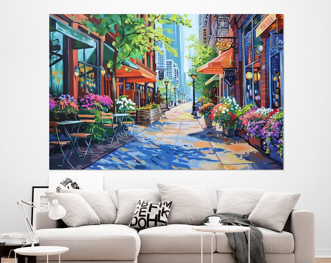 Scenic Chicago Downtown Abstract Streets Art Print