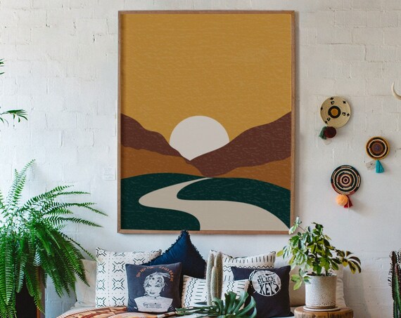 Boho Decor Above Couch Gallery Wall Boho Wall Decor Burnt Orange Art Bedroom Decor Boho Living Room Poster Wall Art