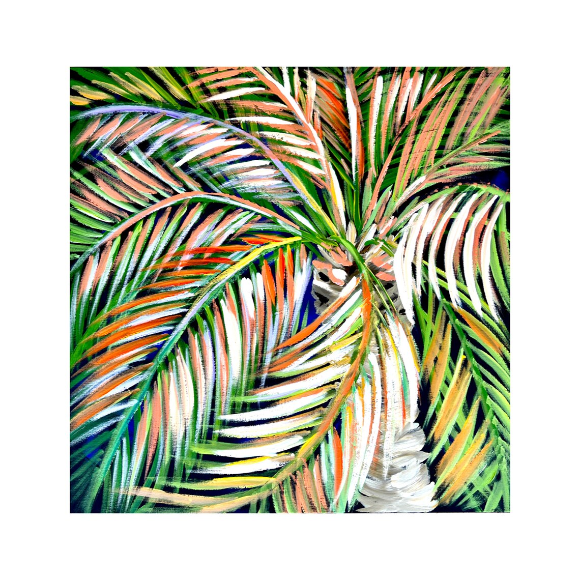 Tropical Palm Tree Night Sky Coastal Art Print