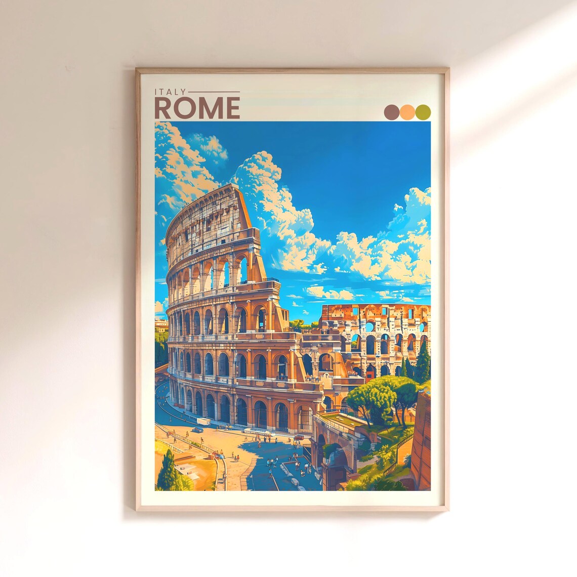 Rome Colosseum Travel Poster Italian Wall Art Print