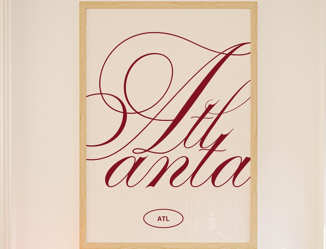 Atlanta Retro Atown Vintage Cityscape Poster