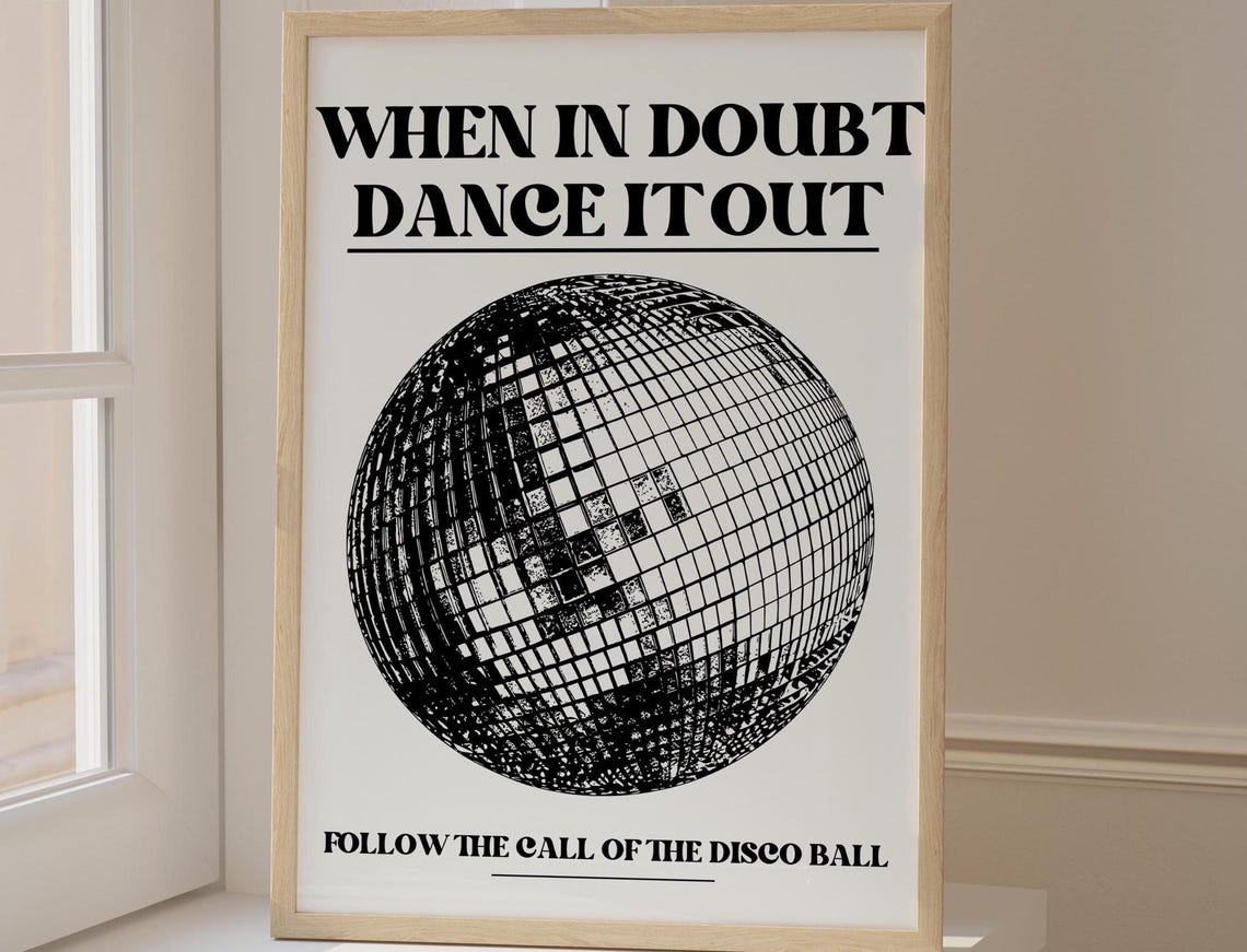 Classroom Wall Art Disco Ball When In Doubt Dance It Out Prints Wall Art Print Print Trendy Art Prints Kids Room Art