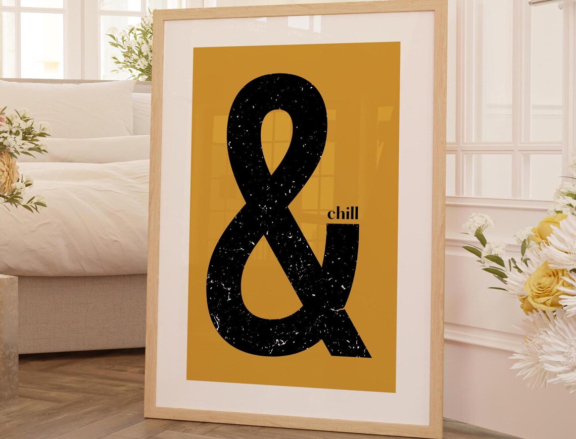 Yellow Wall Art And Chill, Retro Decor Poster