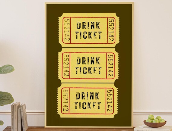 Good Times Ticket Retro Bar Cart Decor Print