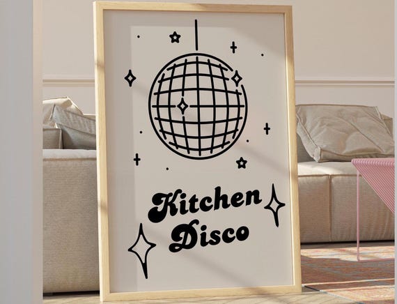 Kitchen Disco Poster, Mid Century Foodie Gift