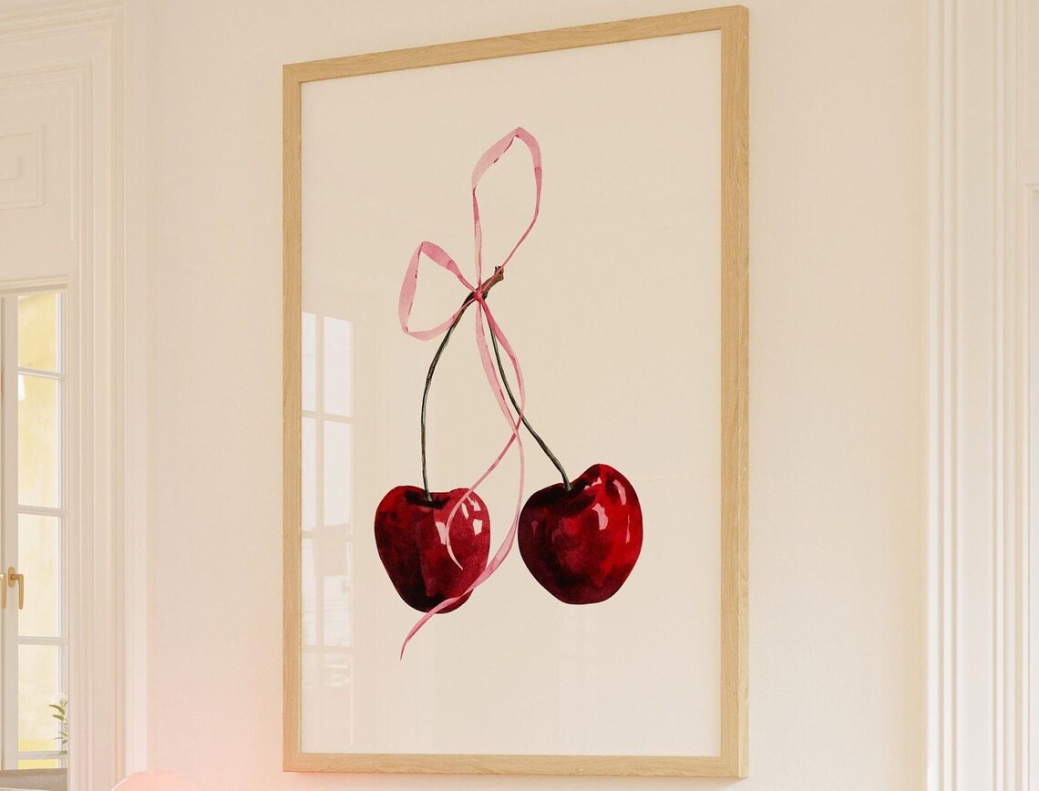 Cherry Trendy Wall Art, College Dorm Decor