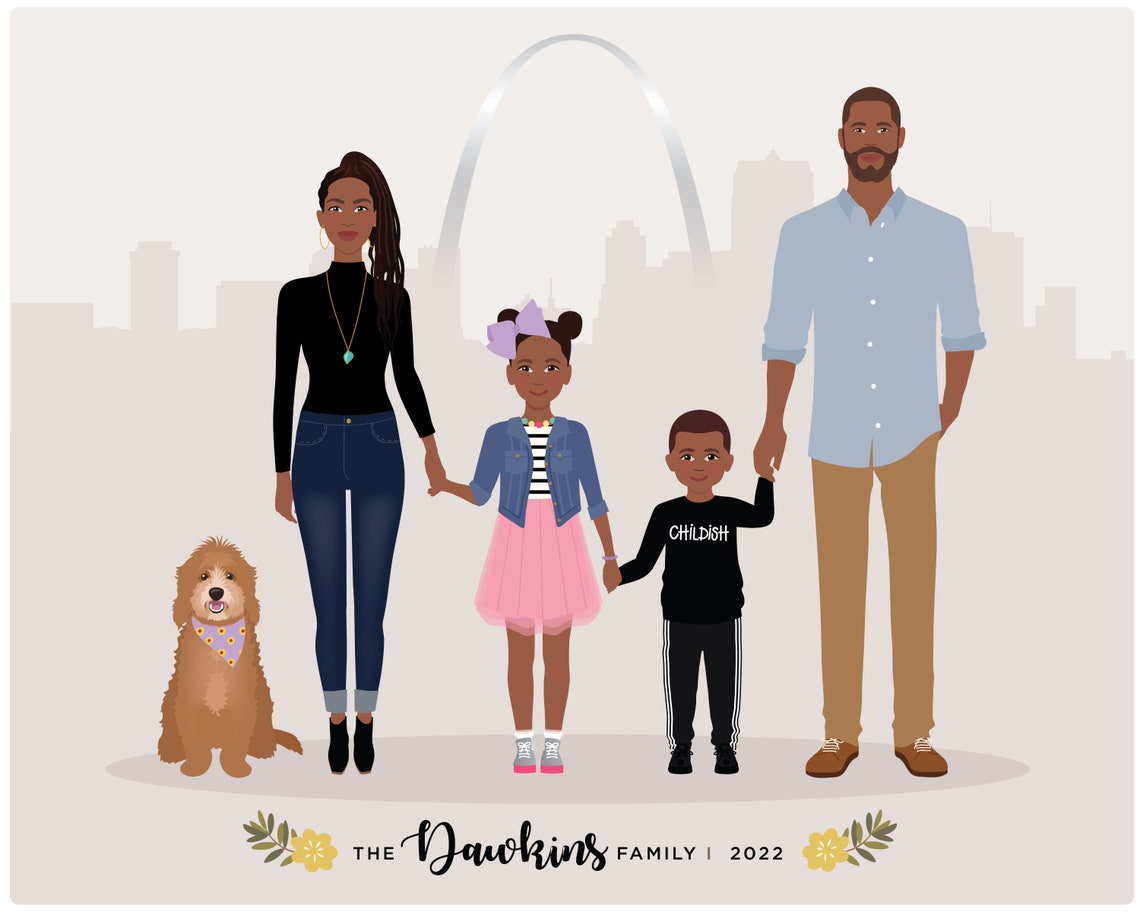 Personalized Large Family Beach Portrait With Four Dogs Custom Poster - Image 5