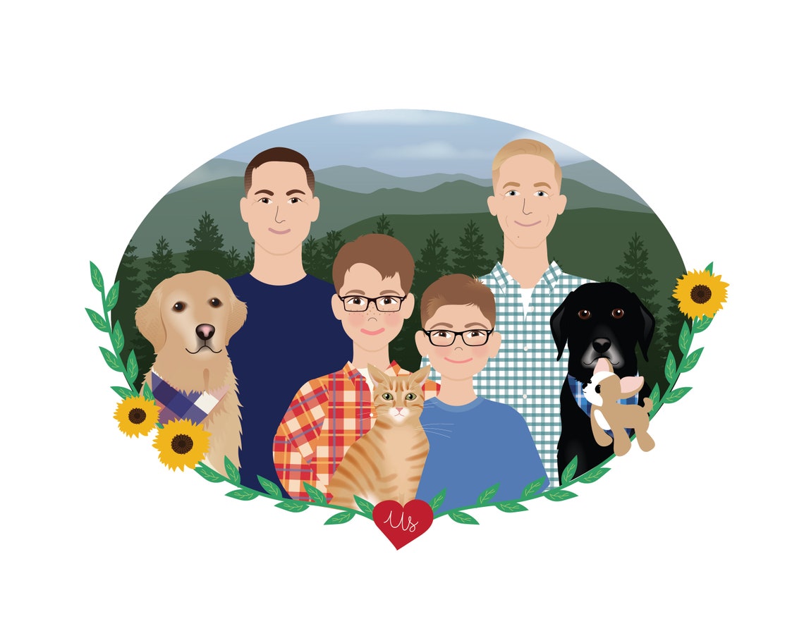 Family Portrait - Add A Pet Art Print - Image 2