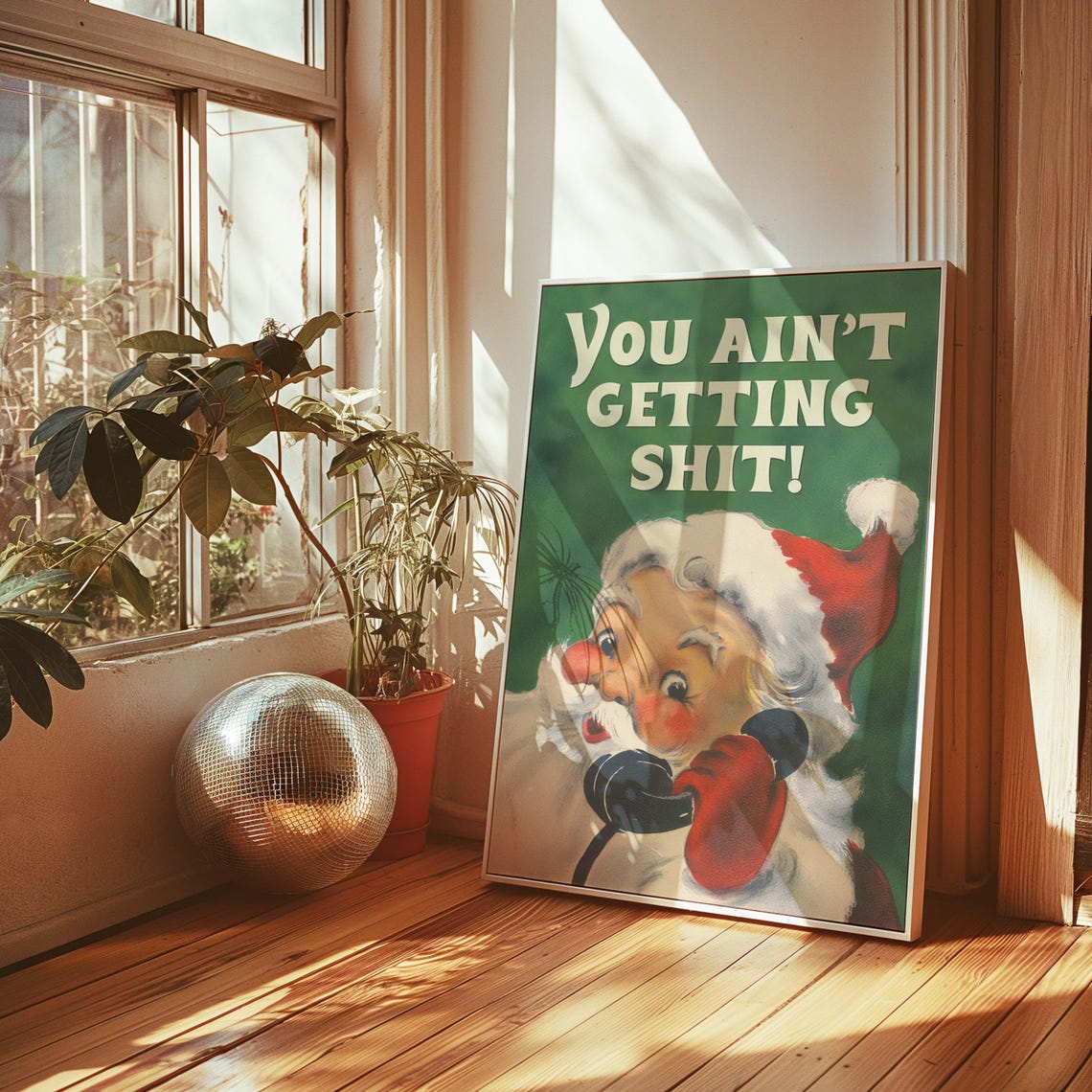 Funny Christmas Santa Quote Vintage Retro Holiday Humor Wall Poster - Image 4