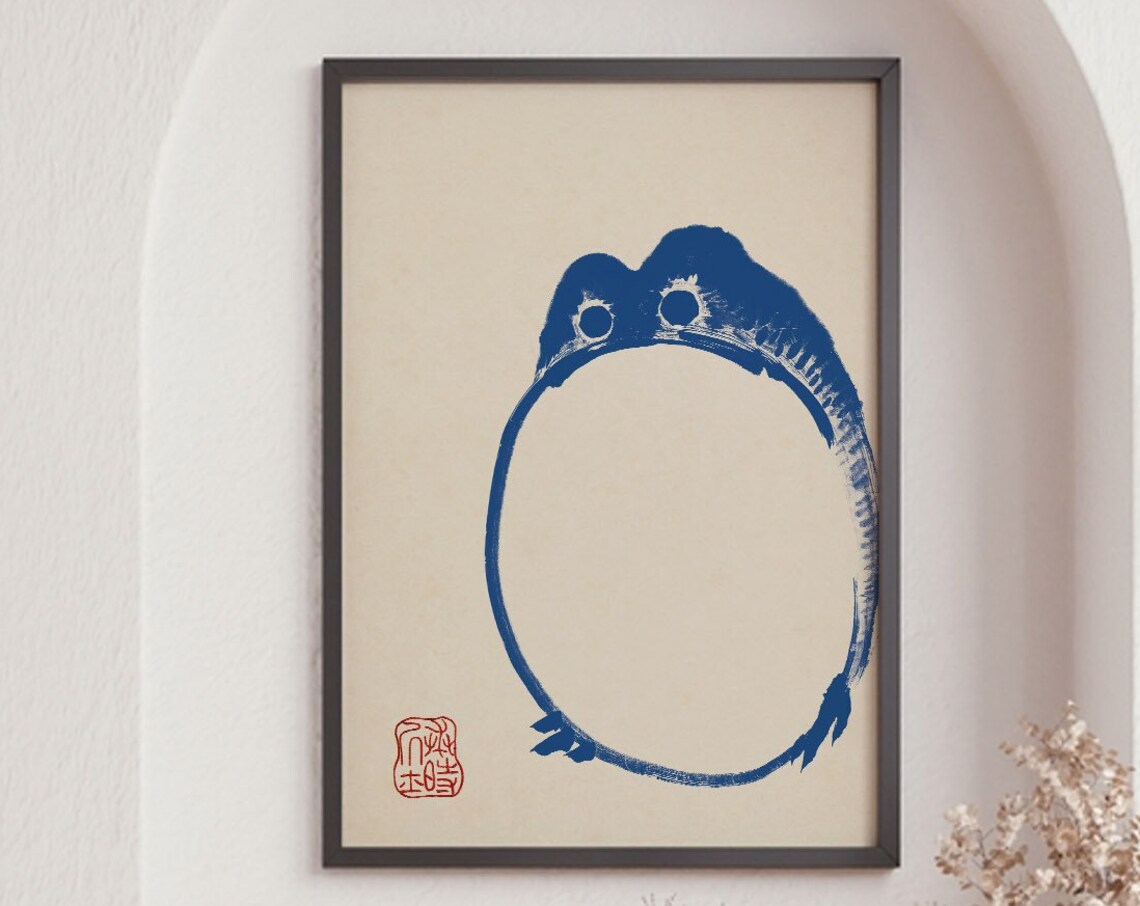 Blue Frog Matsumoto Hoji Vintage Art Print